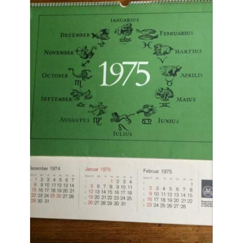 Kalender 1975 met 12 kopergravures van Jan van de Velde
