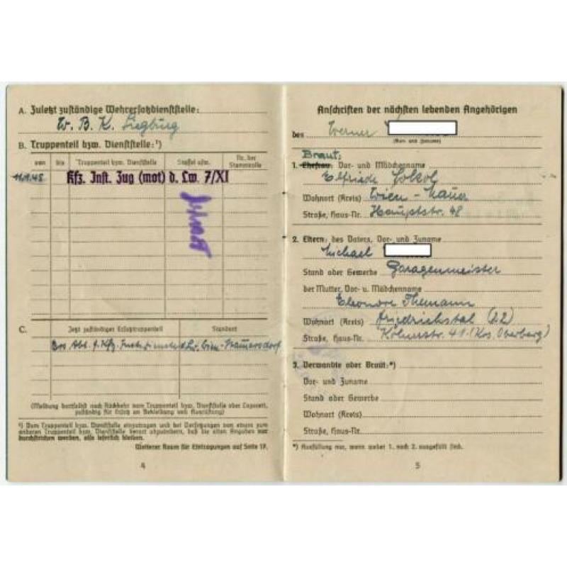 Soldbuch Luftwaffe Oorkonde KVK2 Oostfront Strafdienst