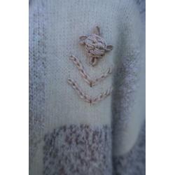 gekleed halflang bruin wit wollen vest - Blanch Rose - mt XL