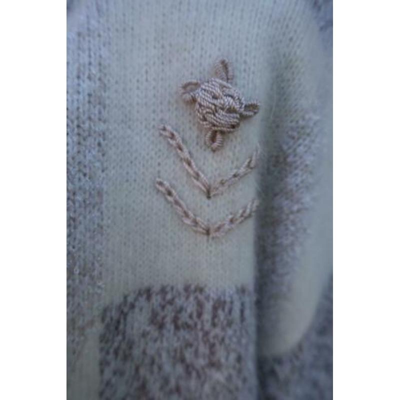 gekleed halflang bruin wit wollen vest - Blanch Rose - mt XL