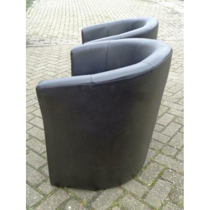 2 mooie donkerblauwe club fauteuils / clubfauteuils