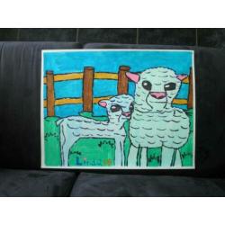Schilderij schapen 18
