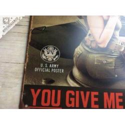 WW2 USA You give me the Stuff Metalen Bord jeep leger Army