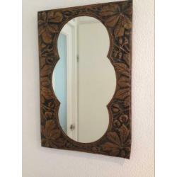 Antieke koperen spiegel, handgemaakt, “Arts and Crafts”
