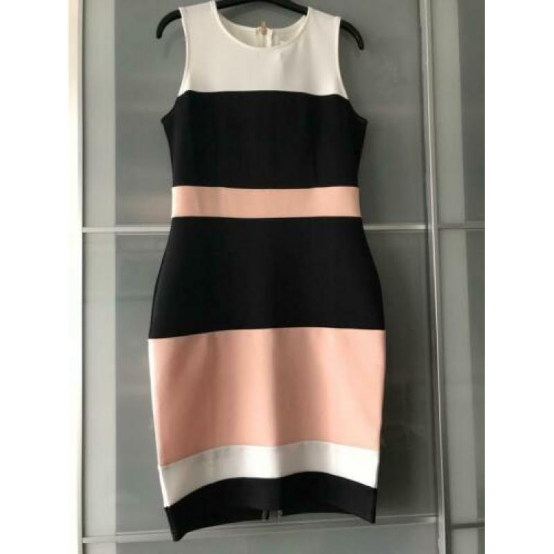 Nieuwe jurk wit/zwart/rose l