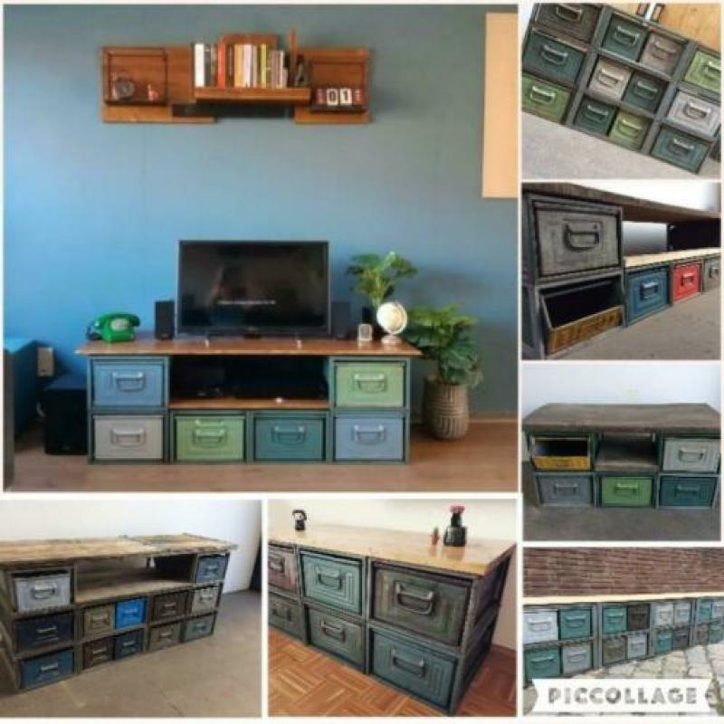 Industrieel Dressoir Kast Bureau onderstel > Magazijnbakken