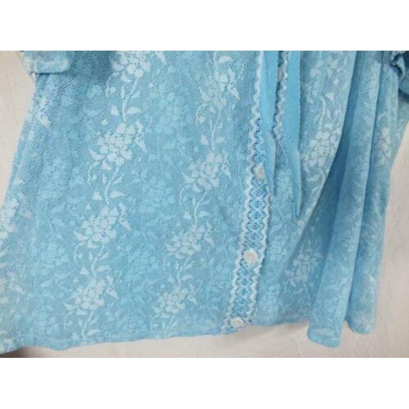 Blauw-witte jaren 60 kanten blouse.Mt XL