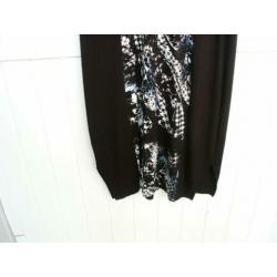 Tricot jurk Bagoes zwart/petrol/wit maat 2 - 42/44 nieuw!