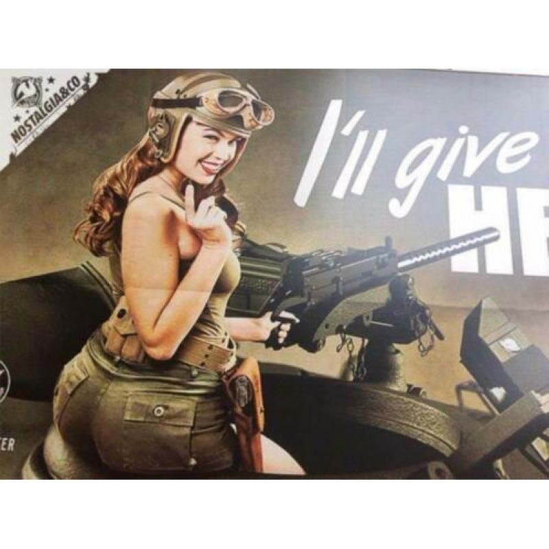 WW2 USA You give me the Stuff Metalen Bord jeep leger Army