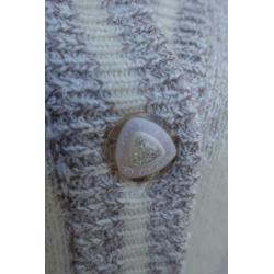 gekleed halflang bruin wit wollen vest - Blanch Rose - mt XL