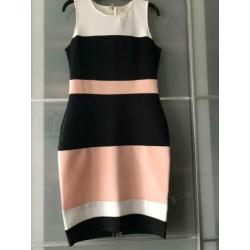 Nieuwe jurk wit/zwart/rose l