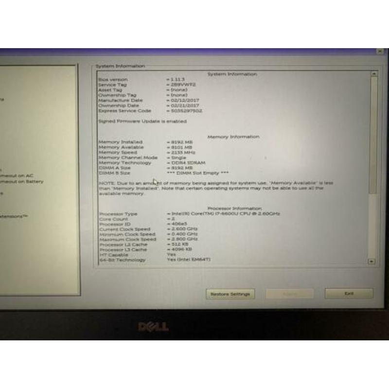 Dell E7470 i7 8Gb 256SSD Harddisk 14 inch full HD