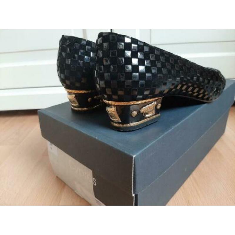 MAAT 39 instapper CYPRES zwart geblokt met gouden details h