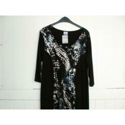 Tricot jurk Bagoes zwart/petrol/wit maat 2 - 42/44 nieuw!