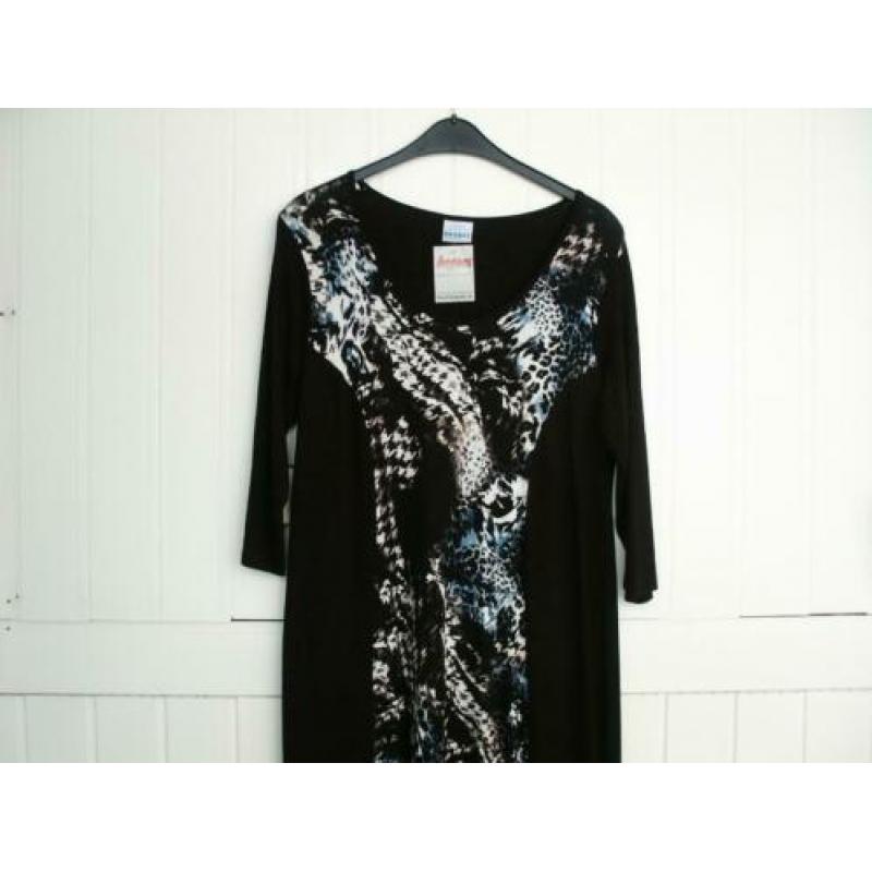 Tricot jurk Bagoes zwart/petrol/wit maat 2 - 42/44 nieuw!