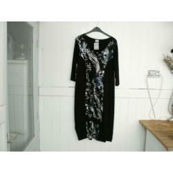 Tricot jurk Bagoes zwart/petrol/wit maat 2 - 42/44 nieuw!