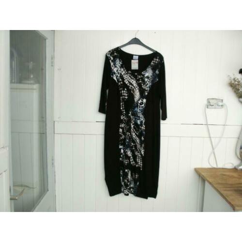 Tricot jurk Bagoes zwart/petrol/wit maat 2 - 42/44 nieuw!