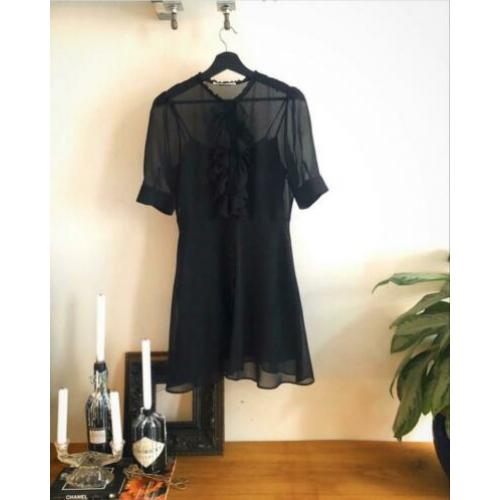 Zara little black dress ruffles maat S