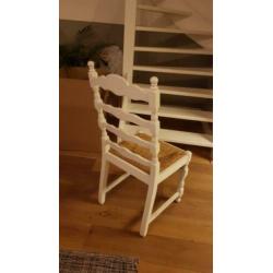 4 houten eetkamerstoelen blauw wit
