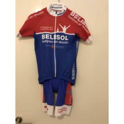 Dames fietspakje mt s, rood/ blauw