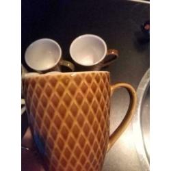 6 aardewerk koffiekopjes
