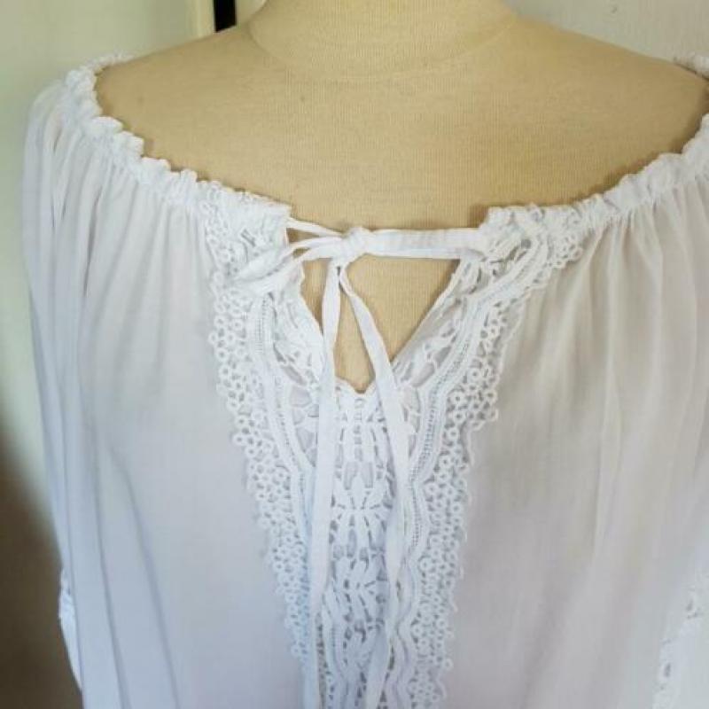 Tuniek ibiza style one size tot 44 wit