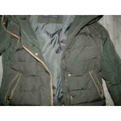 Winter bruin warme dikke dons veren winterjas Zara M 38 40.