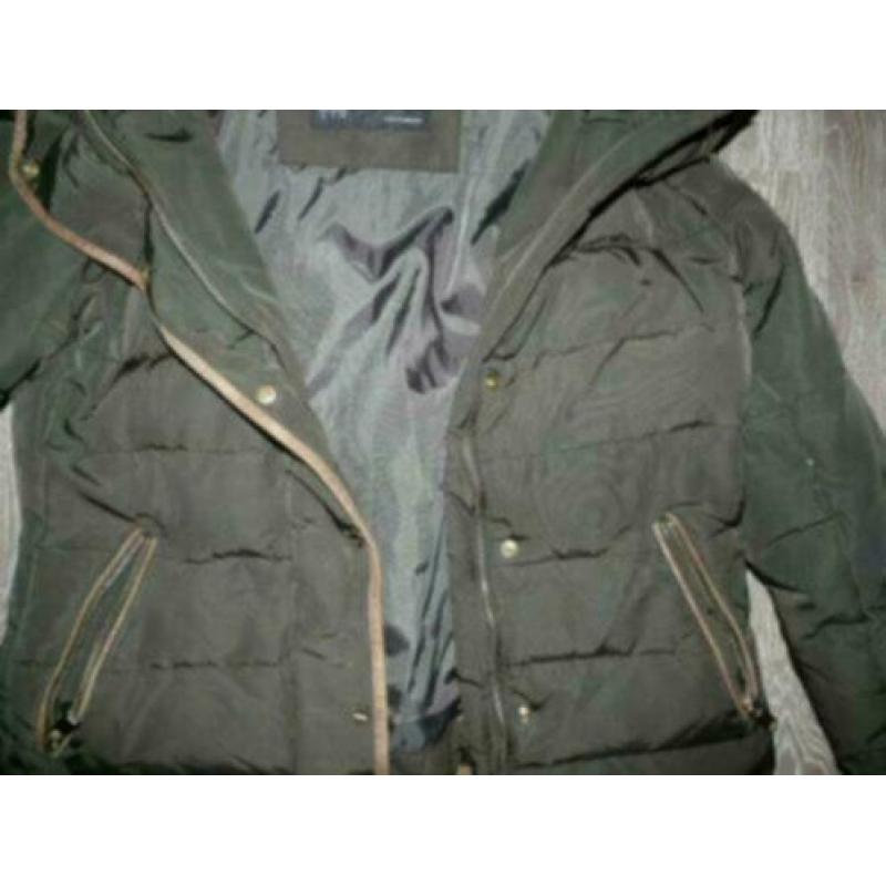 Winter bruin warme dikke dons veren winterjas Zara M 38 40.