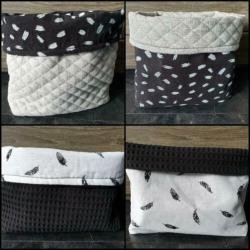 Commode mandje / stoffen mandje Nieuw dieren print oker geel