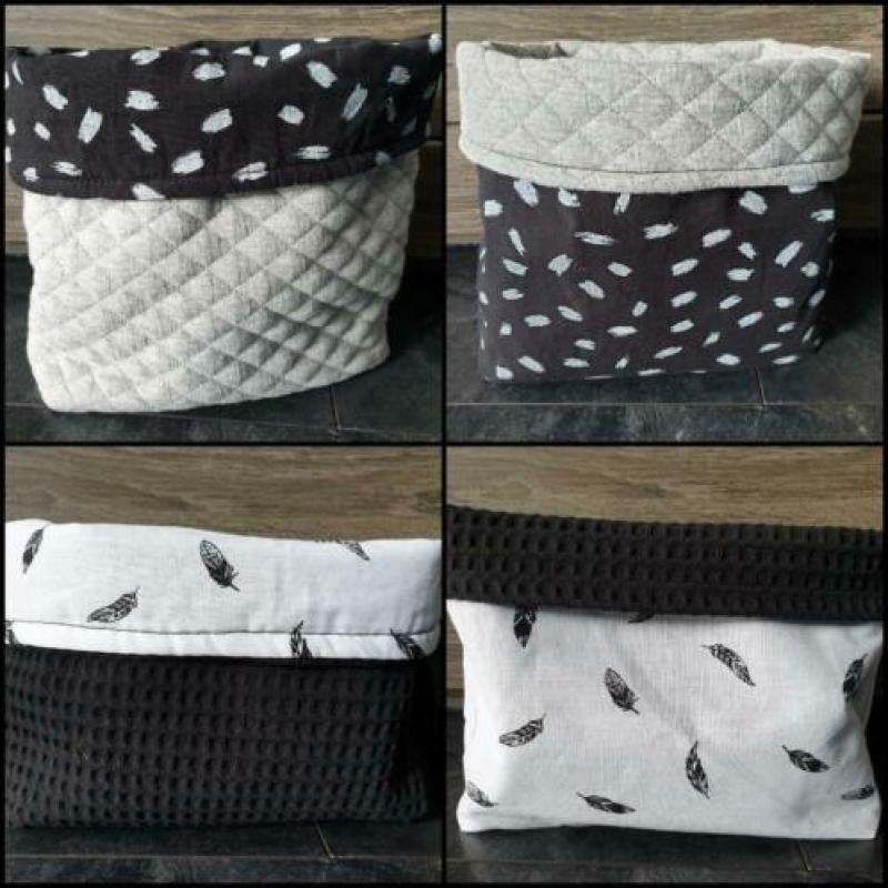Commode mandje / stoffen mandje Nieuw dieren print oker geel