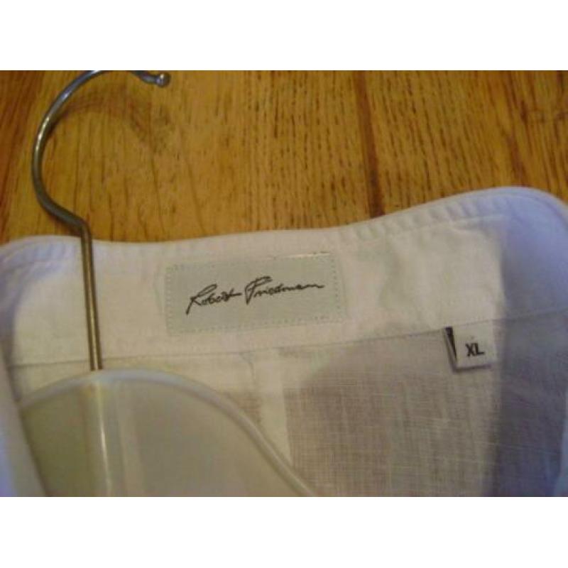 Nieuwe witte linnen Robert Friedman blouse, mt XL = M/L
