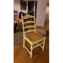 4 houten eetkamerstoelen blauw wit