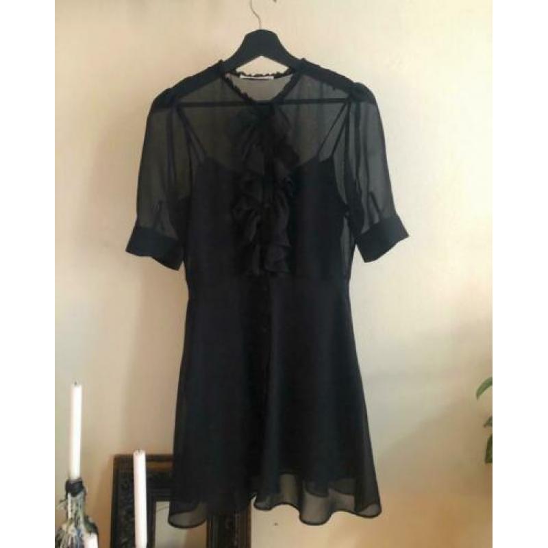 Zara little black dress ruffles maat S