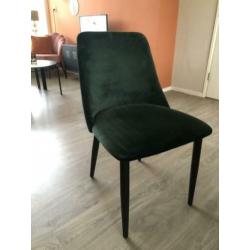 Donker groen verlours velvet stoelen eetkamer 4 fauteuil