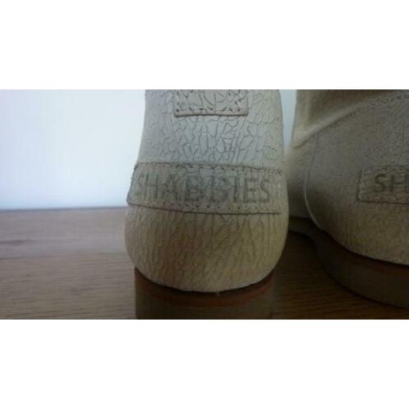 shabbies, damesschoenen, half hoog, leer, wit, stoer