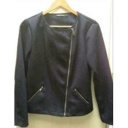 Nieuw donkerblauw suedine jasje MADE IN ITALY