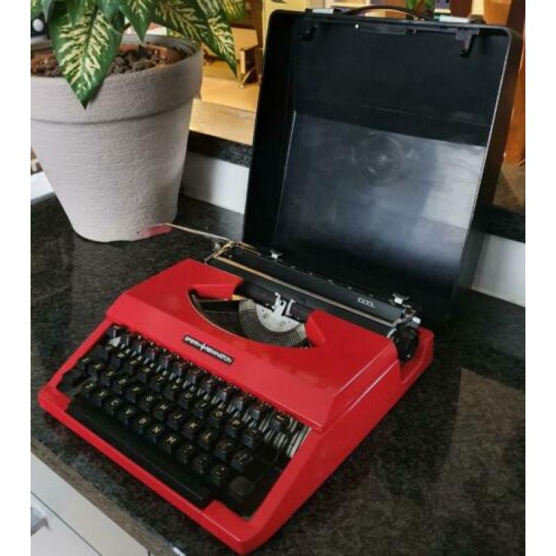 Rode Sperry Remington draagbare typemachine - vintage