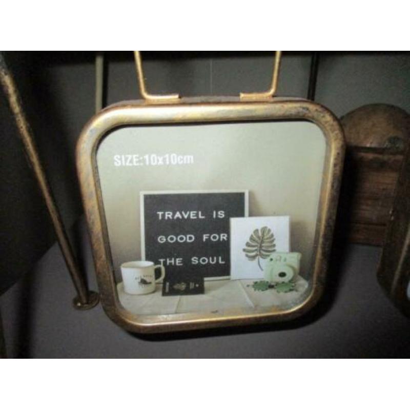 Gouden fotolijst hanger voor twee foto"s