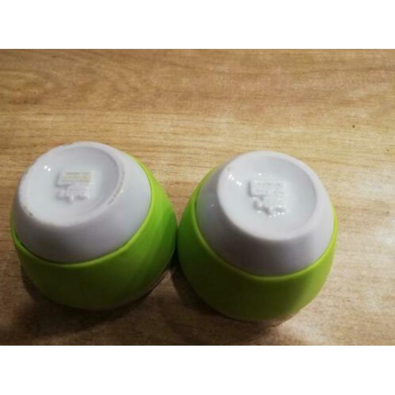 2 koziol mini kopjes-wit/limegroen-()