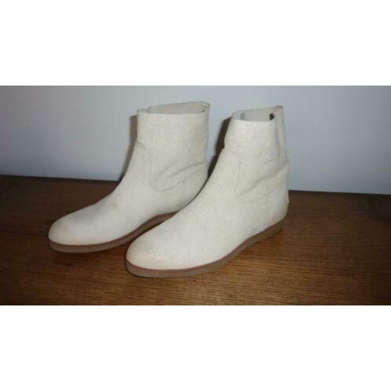 shabbies, damesschoenen, half hoog, leer, wit, stoer