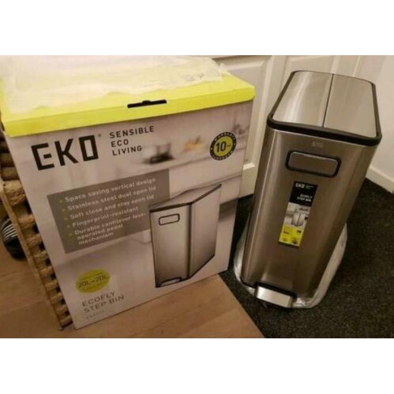 EKO Ecofly 20+20 liter recycle pedaalemmer mat RVS