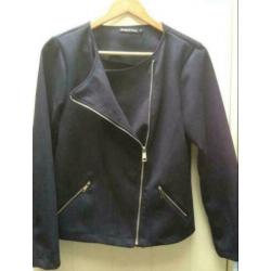 Nieuw donkerblauw suedine jasje MADE IN ITALY