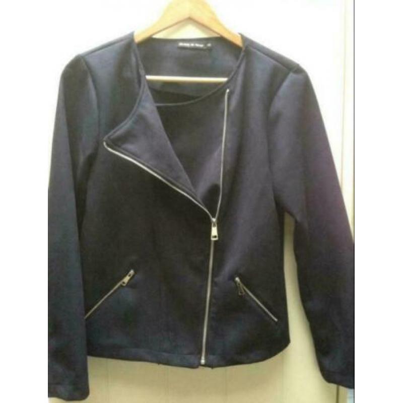 Nieuw donkerblauw suedine jasje MADE IN ITALY