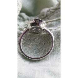 14k witgouden 925 zilveren ring, saffier roos, maat 17