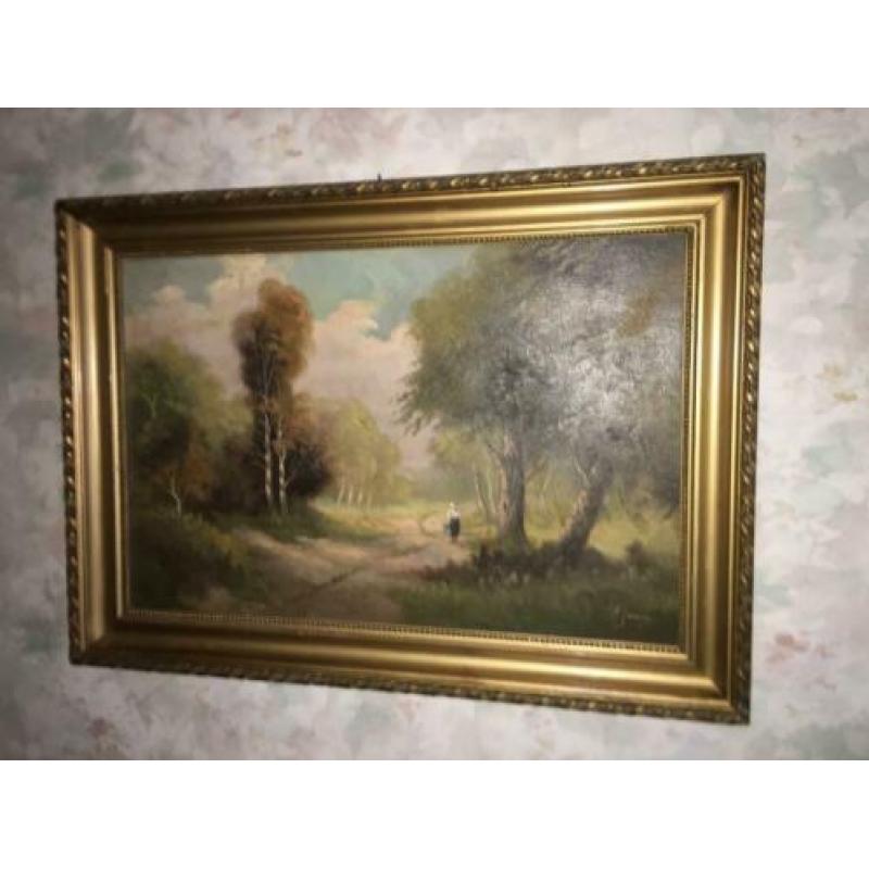 Schilderij , Bos met Bospad