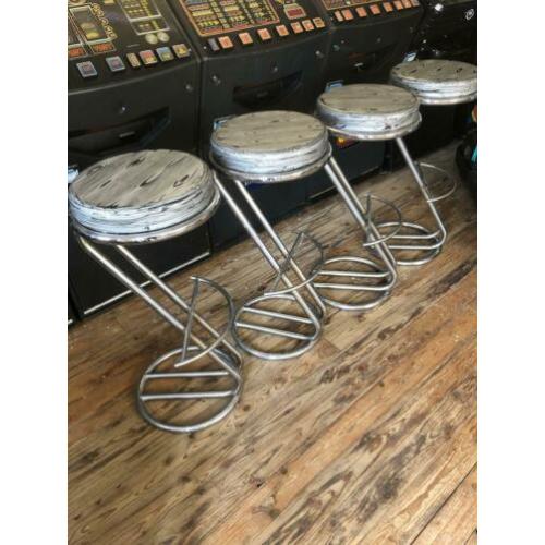 Retro barkruk chrome poten