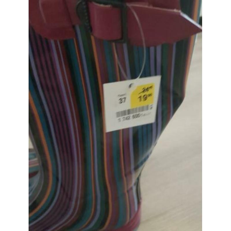 Kaplaarzen / regenlaarzen mt 37 nieuw! Roze kleuren strepen