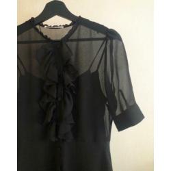 Zara little black dress ruffles maat S