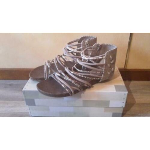 Rebecca white sandalen grijs/wit, Maat 38!