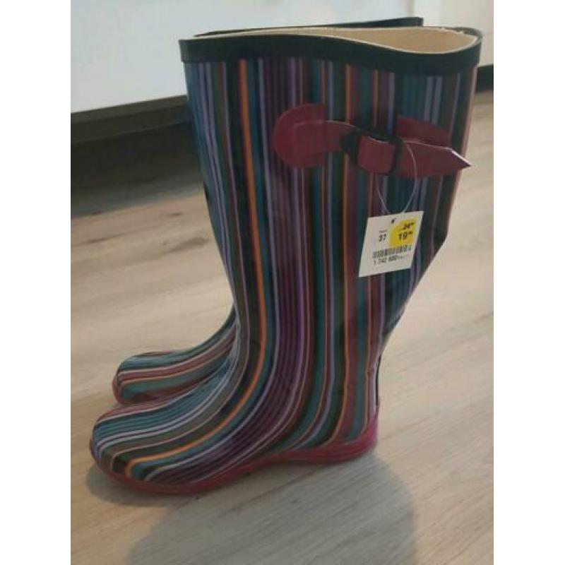 Kaplaarzen / regenlaarzen mt 37 nieuw! Roze kleuren strepen